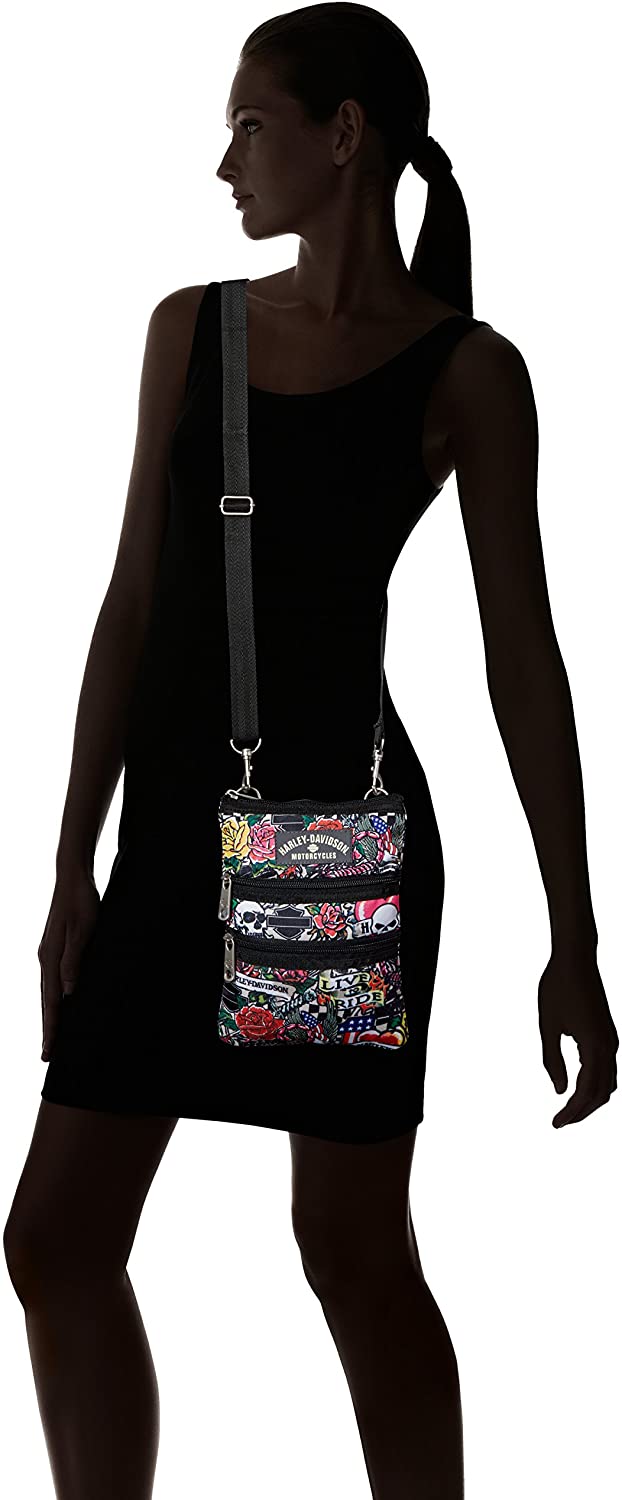 Harley-Davidson Women's X-Body Crossbody Sling Purse, Tattoo Print 99616-TAT, Harley Davidson