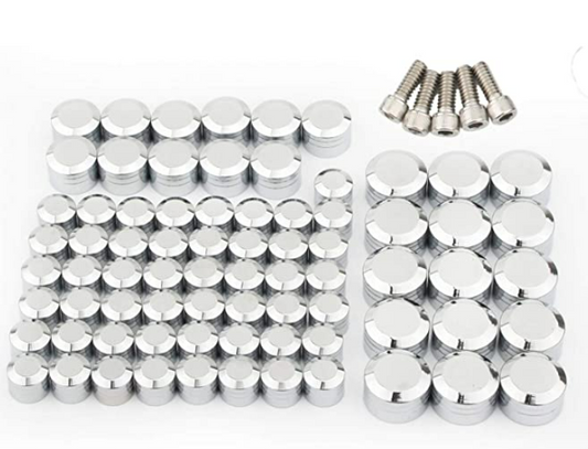 Kit de tapas de pernos de cabeza del motor de aluminio para Twin Cam Touring 2007-2016 Road King Electra Glide FLT FLH Chrome (paquete de 75)