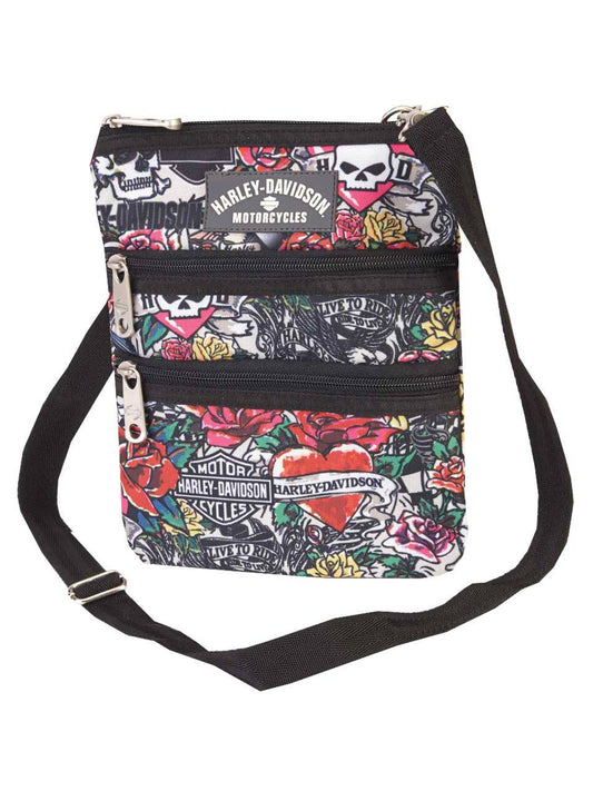 Harley-Davidson Women's X-Body Crossbody Sling Purse, Tattoo Print 99616-TAT, Harley Davidson