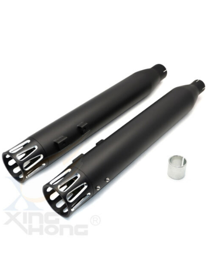 Silenciadores deslizantes mate ranurados negros de 4" para tubo de escape Harley Touring