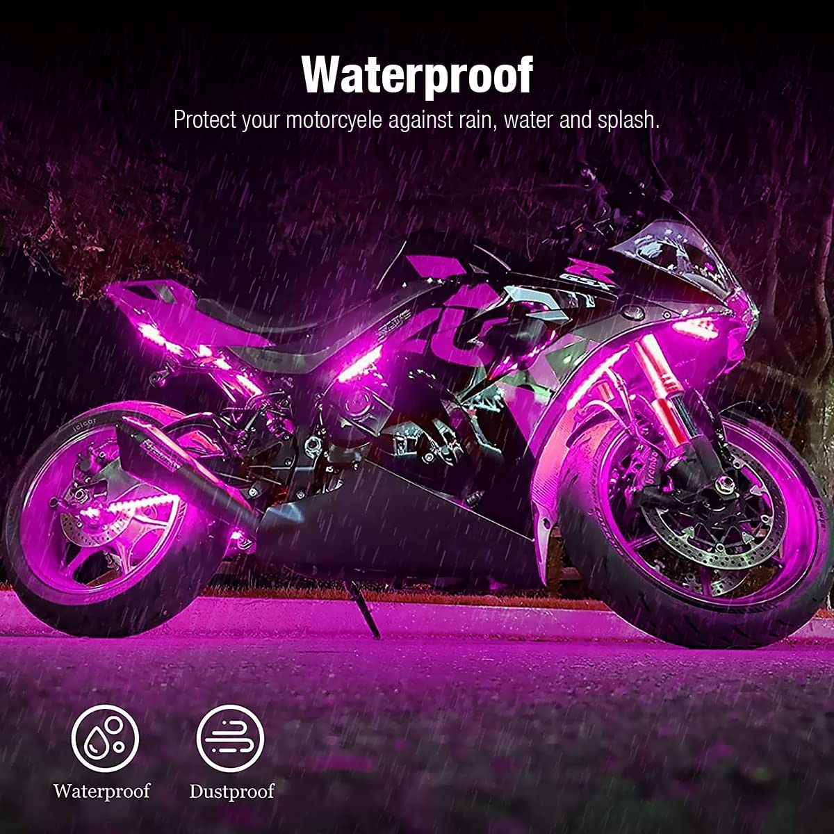Kit universal de tira de luces LED RGB 72 LED de neón bajo brillo, 6 piezas compatible con Harley Davidson