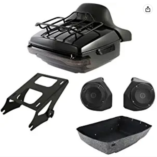 Paquete King Tour, almohadilla de respaldo para maletero, estante de montaje para equipaje, altavoces, luz trasera apta para Harley Road King Road Street Electra Glide CVO 2014-2022